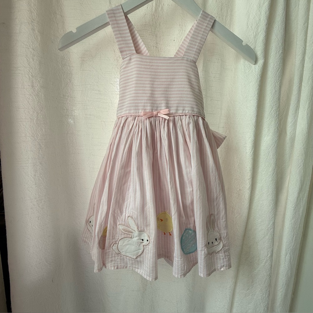 Savannah Pink Striped Dress with Bunny and Chick sz 4T